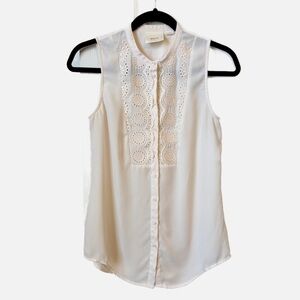 Anthropologie Maeve Ivory Marguerite Eyelet Sleeveless Button Down Top Women’s 2